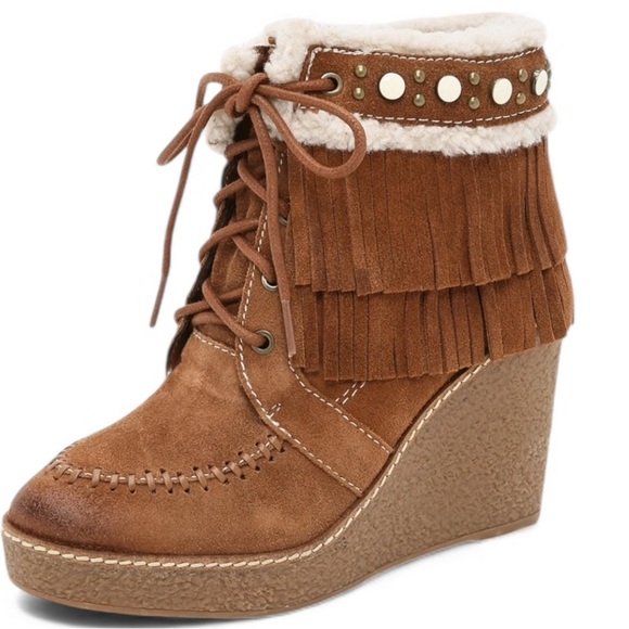 Sam Edelman  Kemper Fringe Tie up Ankle Boot Wedge|Sam Edelman Ankle Boots - Picture 2 of 10
